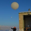 Kevin releasing a weather balloon